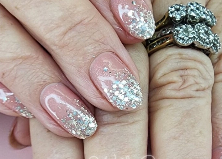 Elegant glitter nails at With Grace Creative - Nails & Education in Rangiora, Canterbury, NZ.