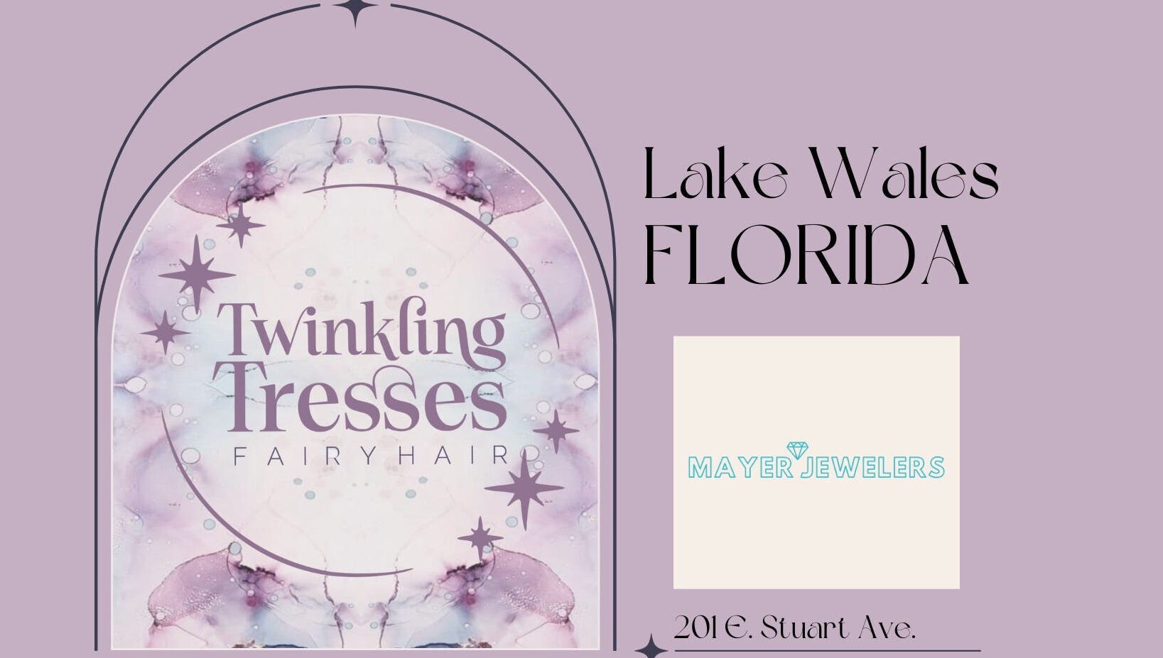 Twinkling Tresses: Lake Wales - Florida (Mayer Jewelers), Lake Wales, Florida, US venue logo with fairy theme.