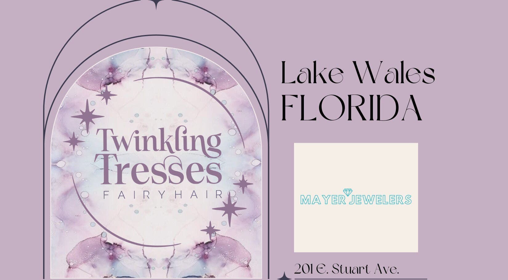 Twinkling Tresses: Lake Wales - Florida (Mayer Jewelers), Lake Wales, Florida, US venue logo with fairy theme.