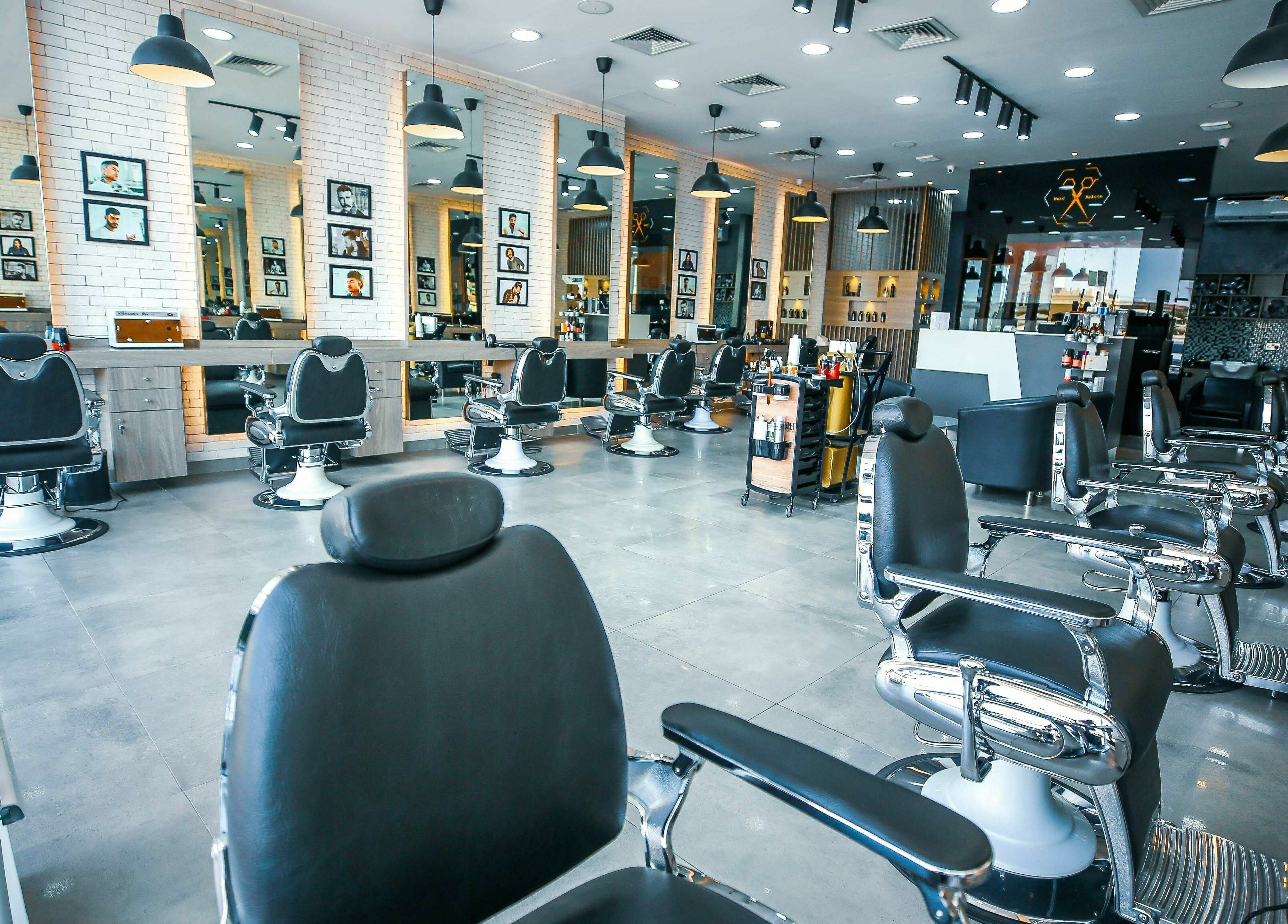 Modern interior of Ward Salon in Dubai, Dubai, AE, featuring stylish barber chairs and elegant design.