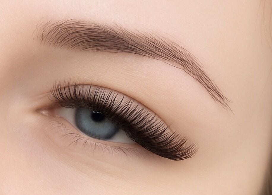 Close-up of styled eyelashes at Plush Beauty, Corby, England, GB.