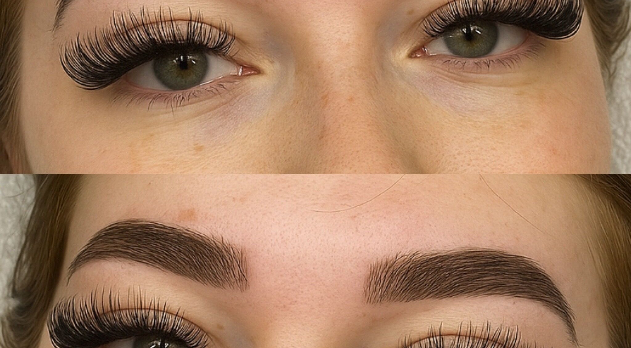 Elegant eyelash extensions and styled brows at Plush Beauty, Corby, England, GB.