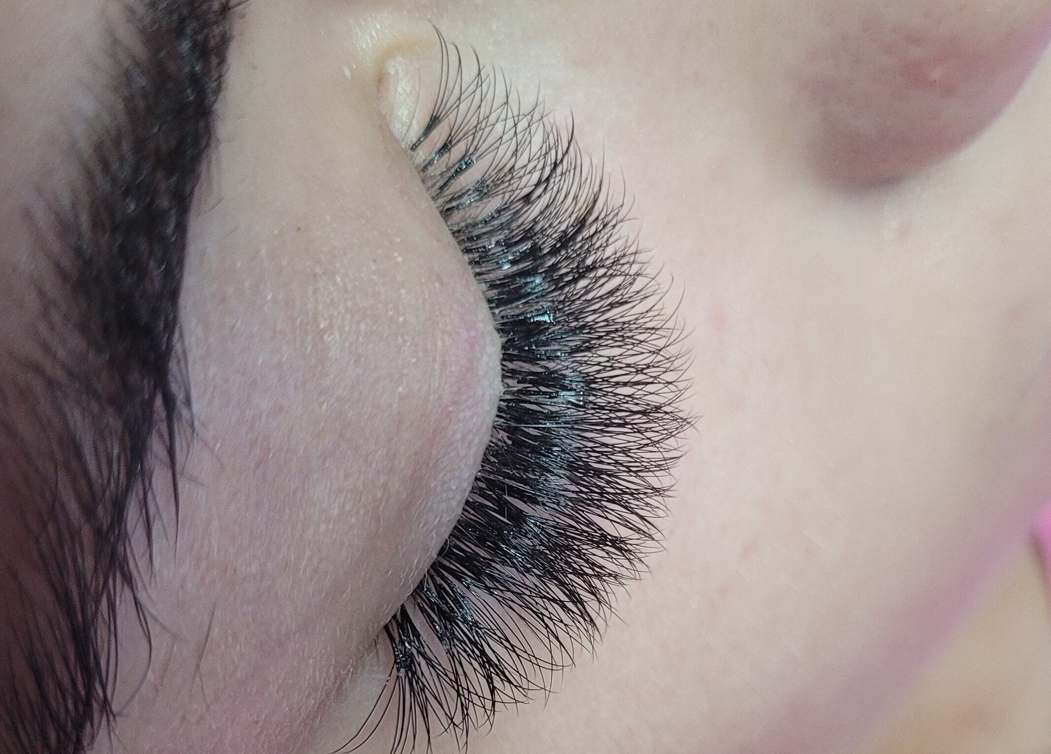 Close-up of eyelash extensions at Beauty By Jo, Guiseley, England, GB showcasing expert detail.