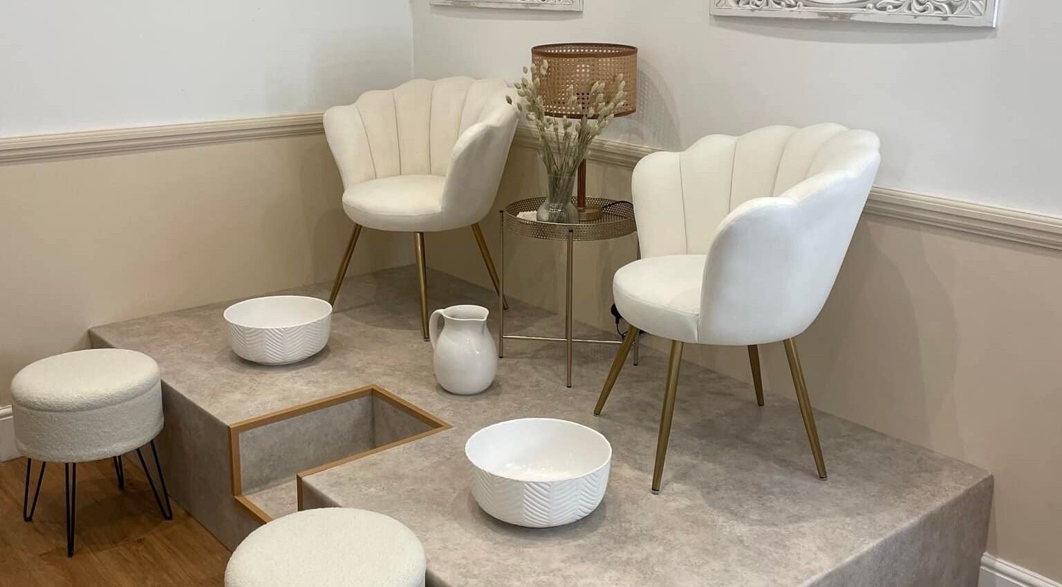 Luxurious pedicure chairs at Beauty Boutique in Bognor Regis, England, GB, offering a serene spa experience.