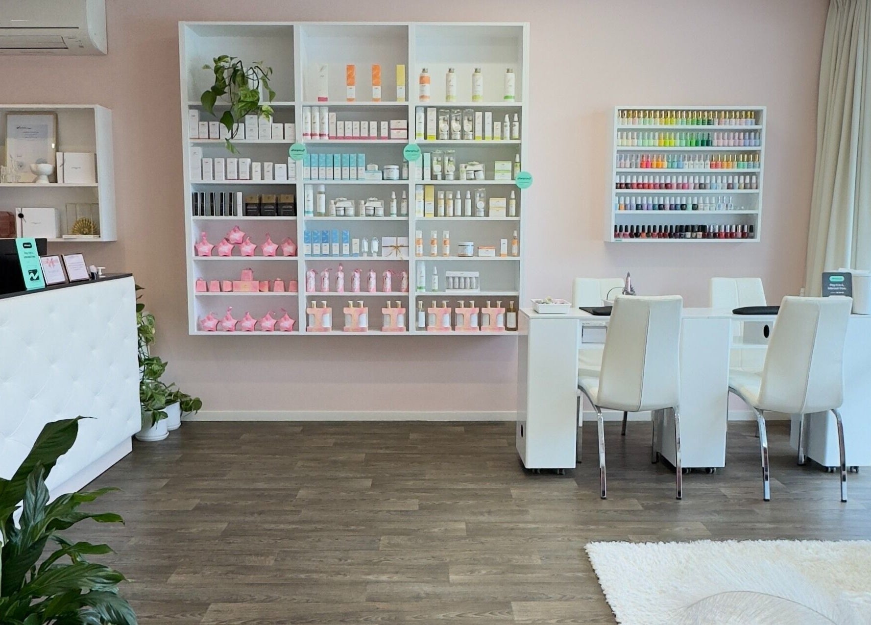 Interior of Glowing Goddess Beauty, Christchurch, Canterbury, NZ, showcasing a modern, tranquil spa setting.