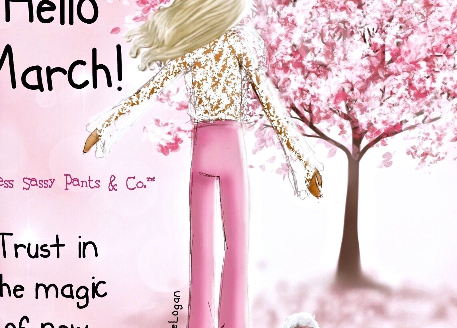 Illustration of woman in pink with cherry blossoms at Joanne Henderson Bridal Hair, County Kerry, County Kerry, IE.