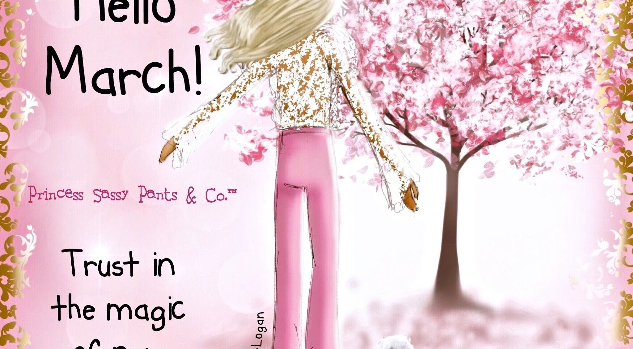 Illustration of woman in pink with cherry blossoms at Joanne Henderson Bridal Hair, County Kerry, County Kerry, IE.