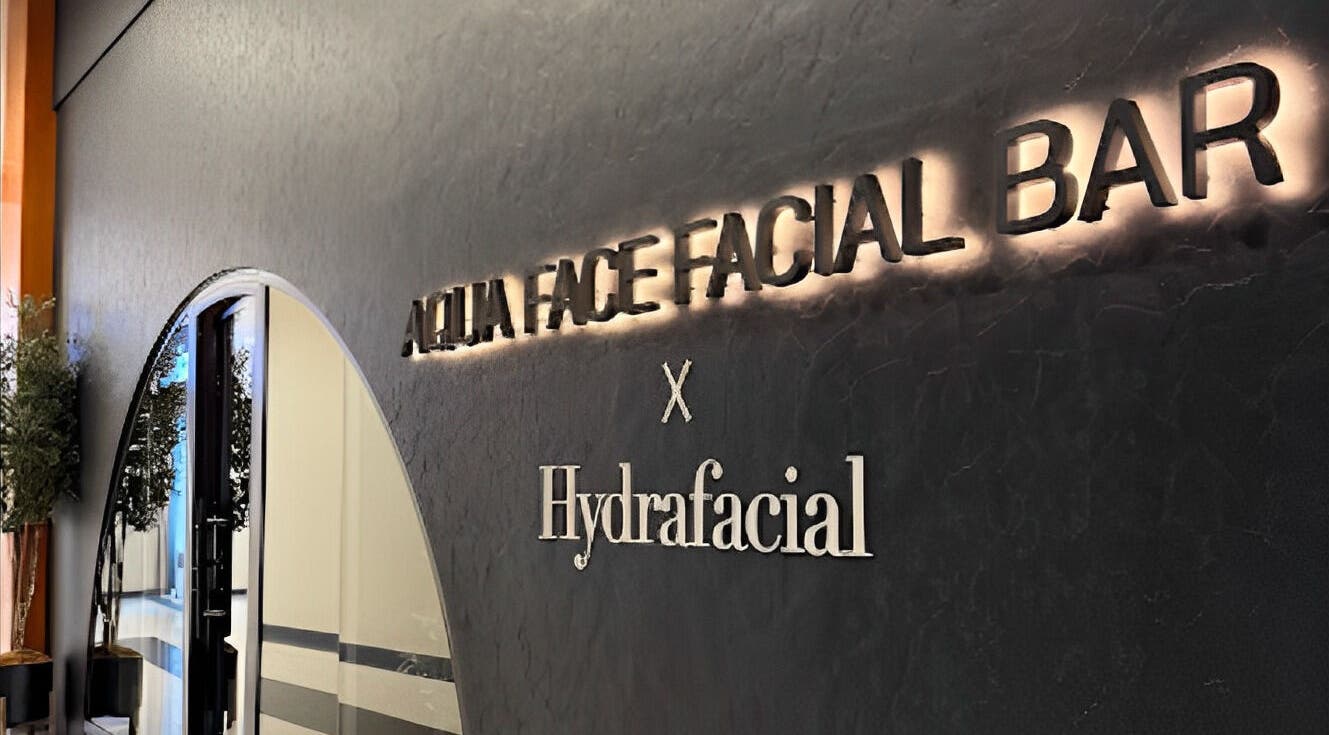 Entrance of Aqua Face Facial Bar in Dubai, Dubai, AE showcasing modern aesthetics.