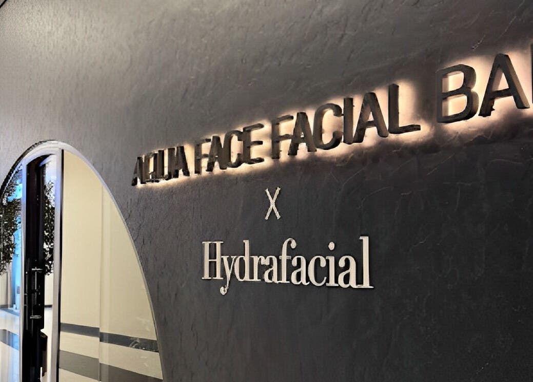 Front entrance of Aqua Face Facial Bar, Dubai, Dubai, AE featuring a modern design.