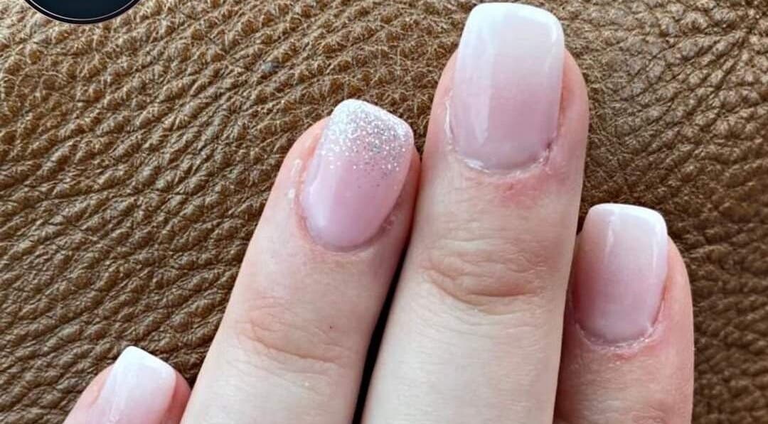 Elegant ombre nails with glitter at Royal Beauty, Bloemfontein, Free State, ZA.