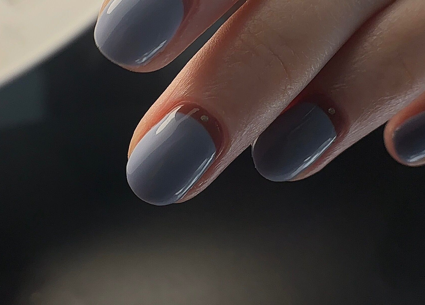 Close-up of polished nails at House of Nostalgia- Salon & Academy, Leicestershire, England, GB.