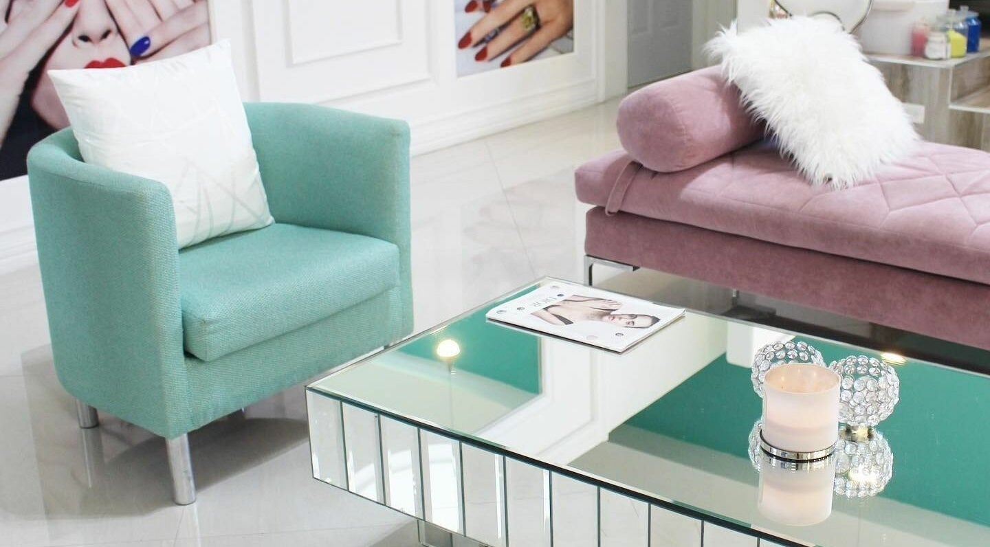 Elegant seating at Tip Sip Nails Bar, Montego Bay, St. James Parish, JM offers a stylish relaxation area.