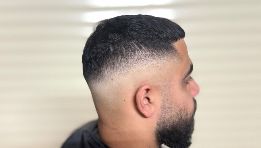Sharp fade haircut by FadeLinez Peterborough Mobile Barber, located in Peterborough, England, GB.