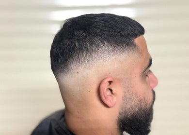 Sharp fade haircut by FadeLinez Peterborough Mobile Barber, located in Peterborough, England, GB.