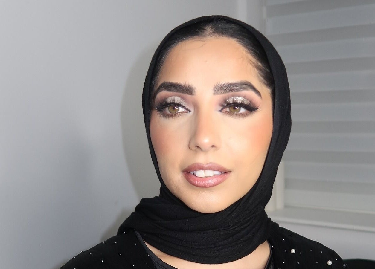 Woman with elegant makeup at Glass Skin Studio, Glasgow, Scotland, GB.