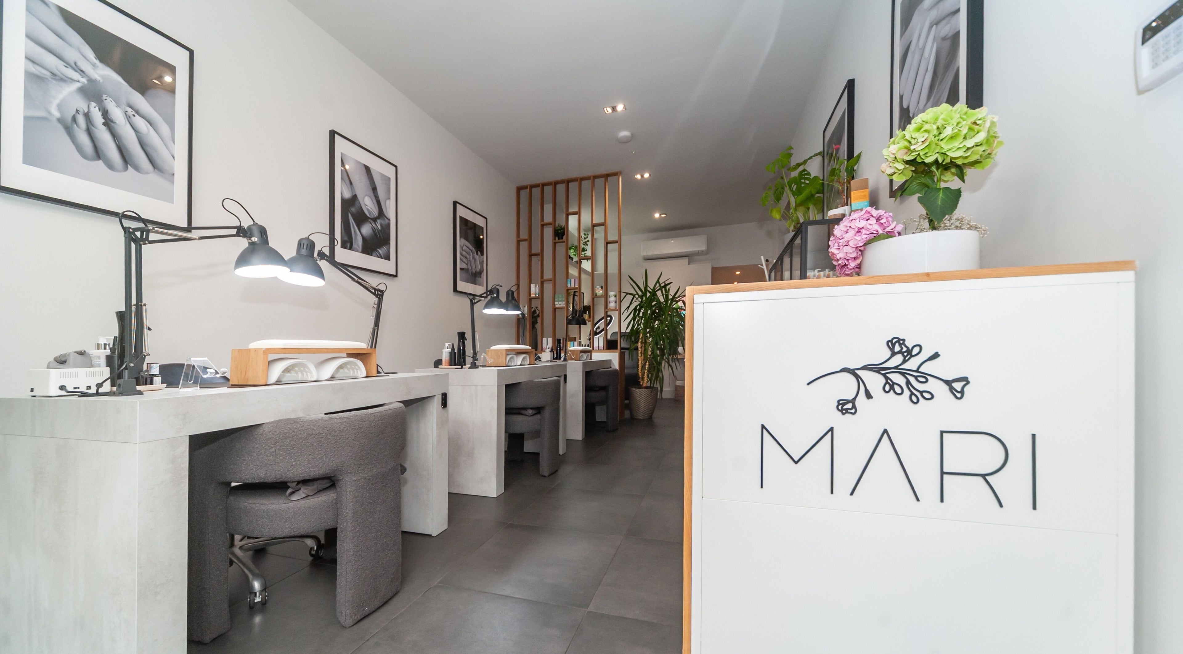 Stylish interior of Salon Mari Chiswick with modern design in London, England, GB.