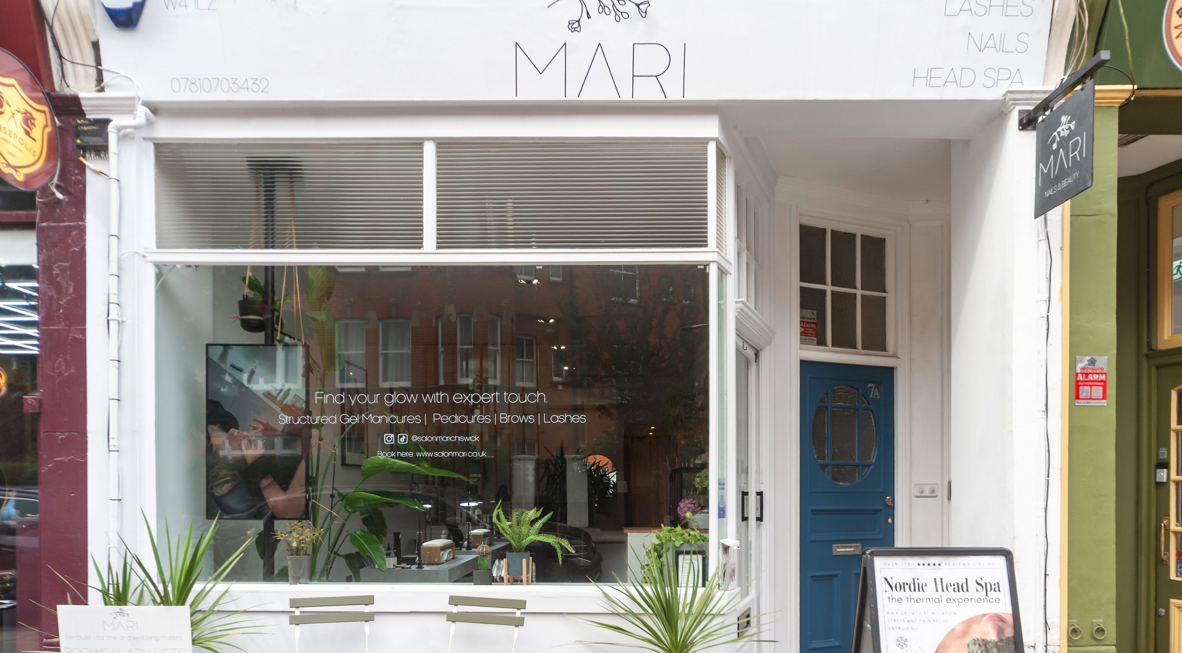 Front view of Salon Mari Chiswick showcasing elegance, located in London, England, GB.