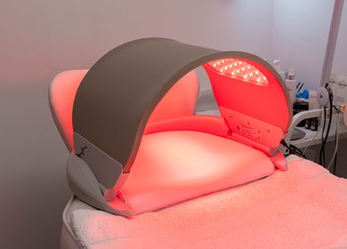 Therapy light at The Cure Clinic, London, England, GB enhances wellness with soothing red illumination.