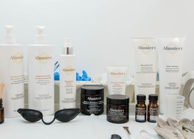 Skincare products at The Cure Clinic, London, England, GB, showcasing premium beauty essentials.