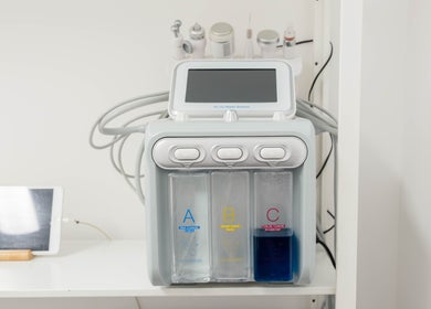 Aqua-Glow machine at The Cure Clinic, London, England, GB, for advanced skincare treatments.