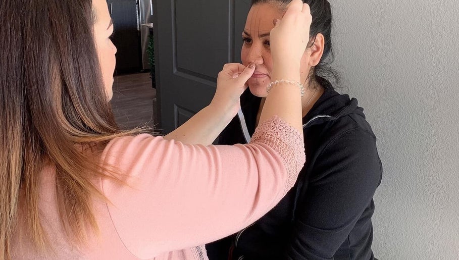 Microblading session at Cactus Bird Beauty Room Microblading by Becky in Mesa, Arizona, US.