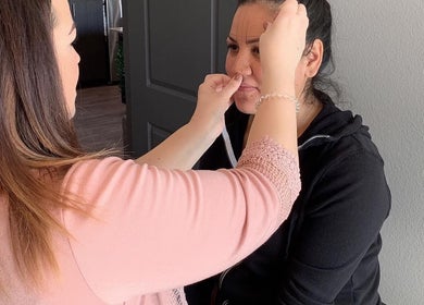 Microblading session at Cactus Bird Beauty Room Microblading by Becky in Mesa, Arizona, US.