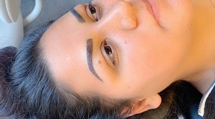 Client with expertly microbladed eyebrows at Cactus Bird Beauty Room Microblading by Becky, Mesa, Arizona, US.