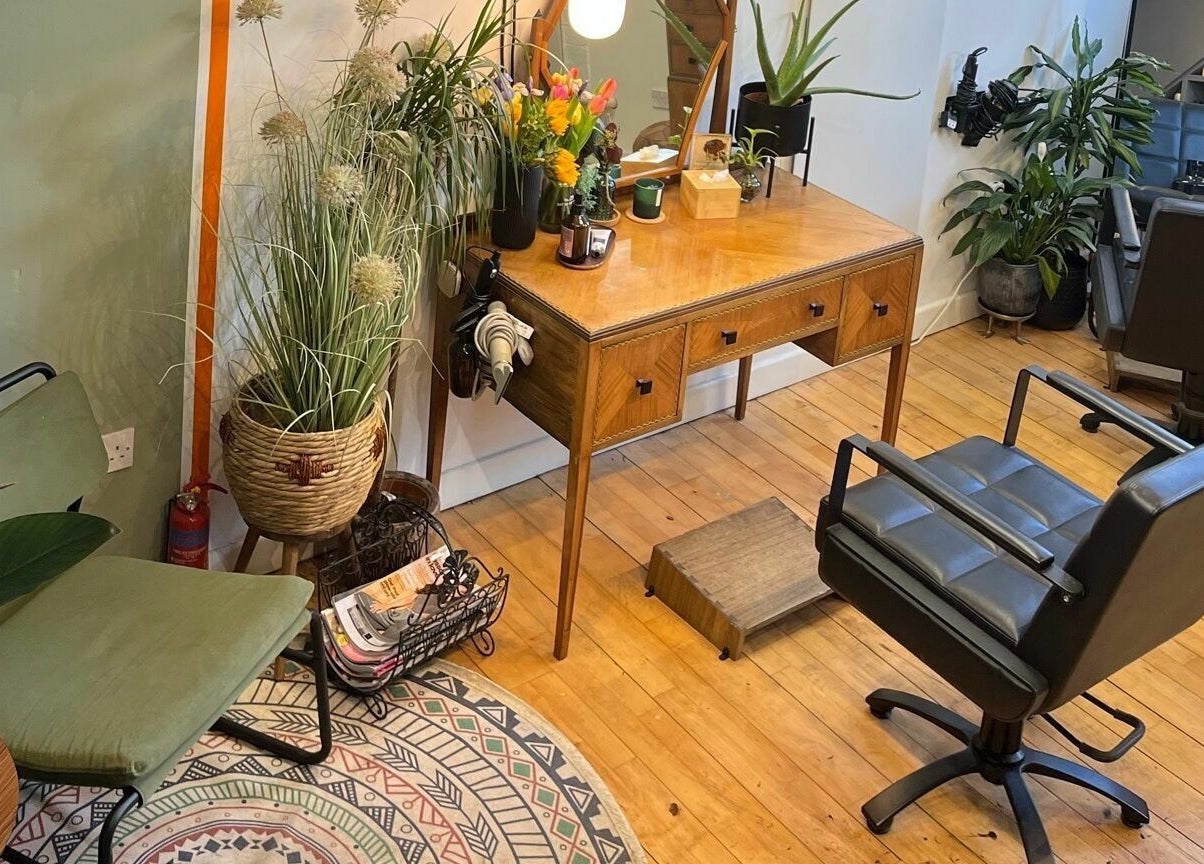 Charming salon corner at Sheep Hair, Glasgow, Scotland, GB, featuring stylish decor and inviting atmosphere.