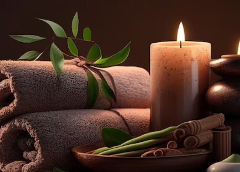 Relaxing spa setup with candles and towels at Danielle’s Beauty, Didcot, England, GB for a soothing experience.