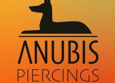Stylized Anubis logo for Anubis Piercings and Laser Tattoo Removal, Ashby-de-la-zouch, England, GB.