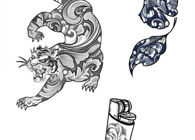 Intricate tattoo sketches at Anubis Piercings and Laser Tattoo Removal, Ashby-de-la-zouch, England, GB.