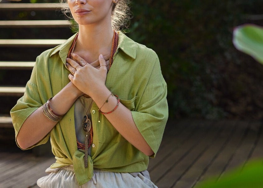 Woman meditating at Land of Reiki and Aroma by Sol, Sutton-in-Ashfield, England, GB.