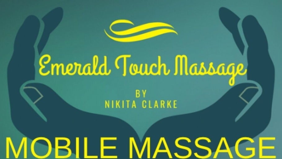Emerald Touch Massage logo featuring hands and flowing lines, York, England, GB.