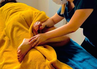 Relaxing foot massage at Emerald Touch Massage at Glamour, Glow & Glisten, York, England, GB.