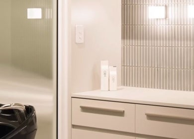 Modern hair station at SJ Hair Collective, Innaloo, Western Australia, AU featuring sleek cabinetry.