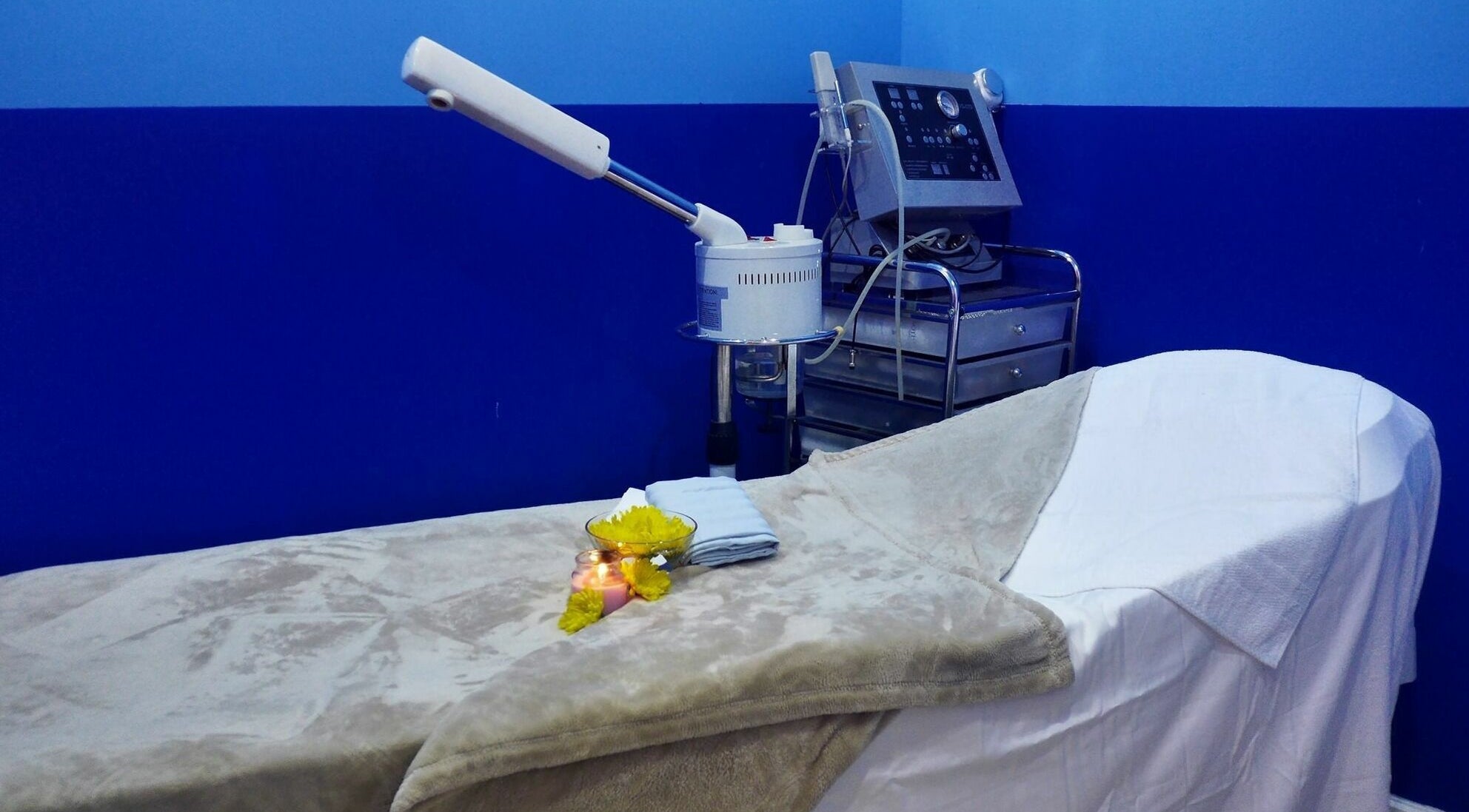 Relaxing spa treatment room at Body Mist Aesthetics, Chaguanas, Chaguanas Borough Corporation, TT.