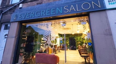 Front view of Evergreen Salon Durham Road, Gateshead, England, GB showcasing its stylish glass facade.