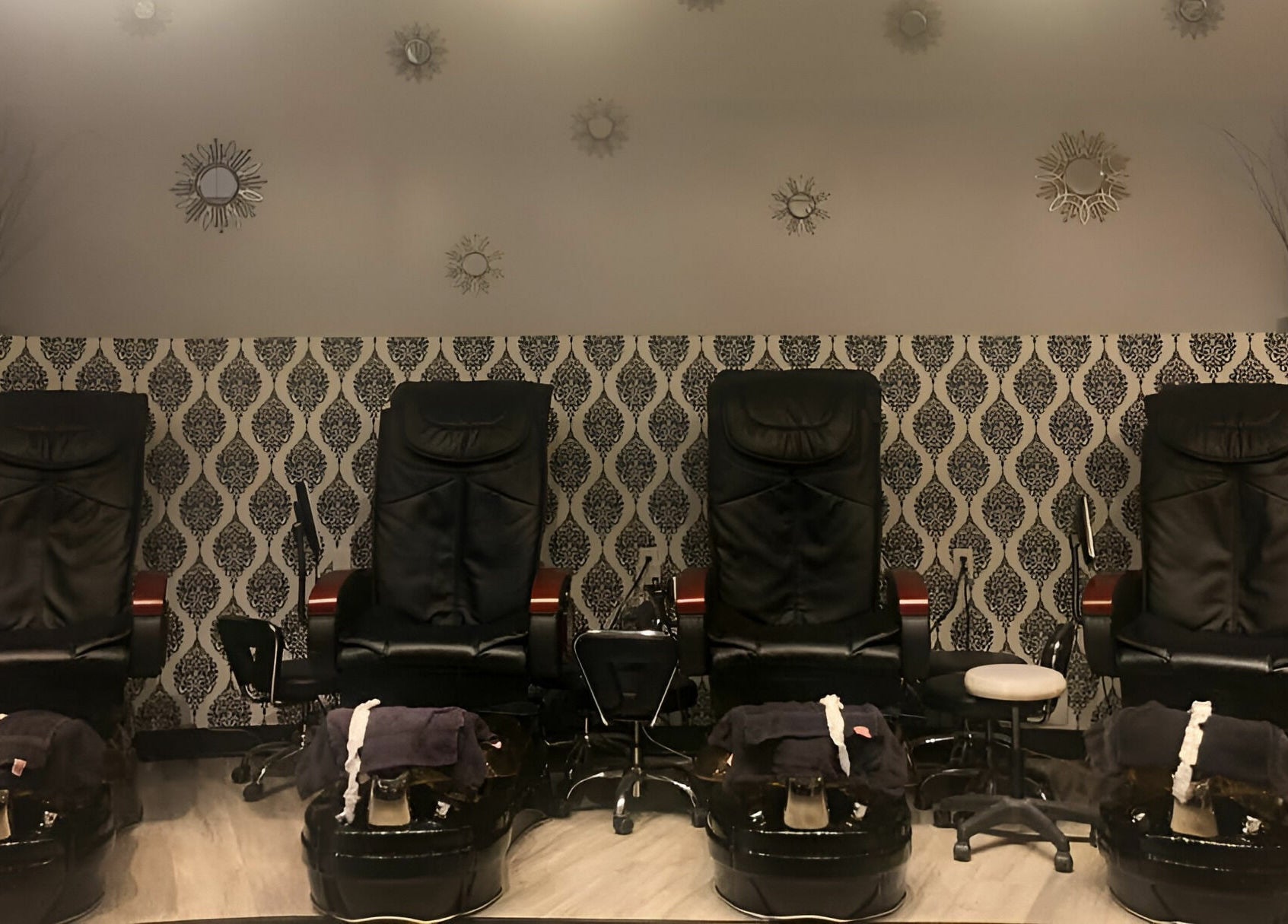 Luxury pedicure chairs at Posh Contessa Nails Spa, Burlington, Ontario, CA, offering ultimate relaxation.