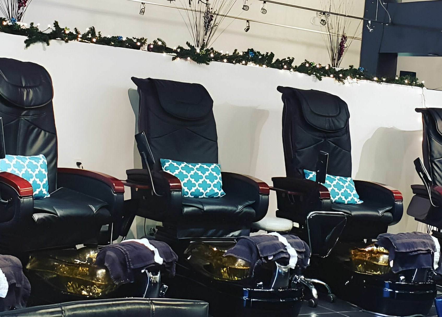 Elegant pedicure chairs at Posh Contessa Nails Spa, Burlington, Ontario, CA offering premium comfort.