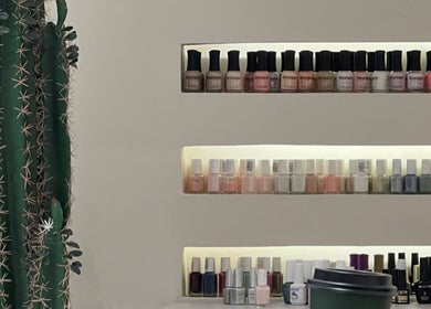 Elegant nail polish display at Sabah Salem صباح السالم, in Sabah Al Salem, Mubarak Al-kabeer Governorate, KW.