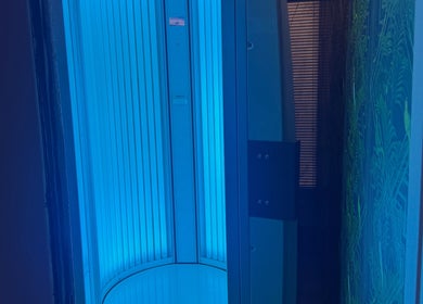 Tanning booth at Glo Tanning & Beauty Salon Newtown, providing premium tanning solutions in Newtown, Wales, GB.