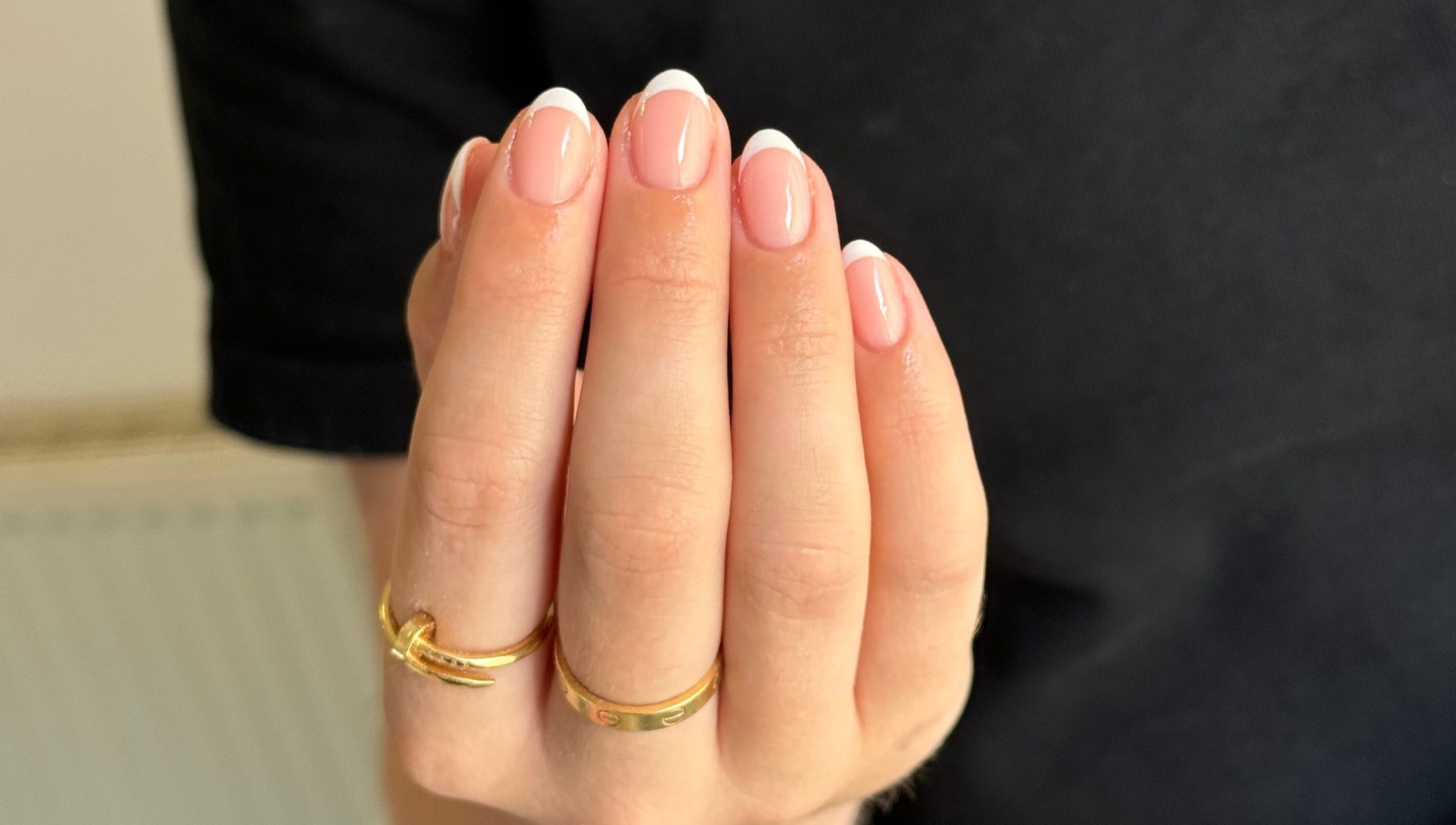 French manicure at Painted by Jade, Newtown, Wales, GB showcasing clean, elegant design.
