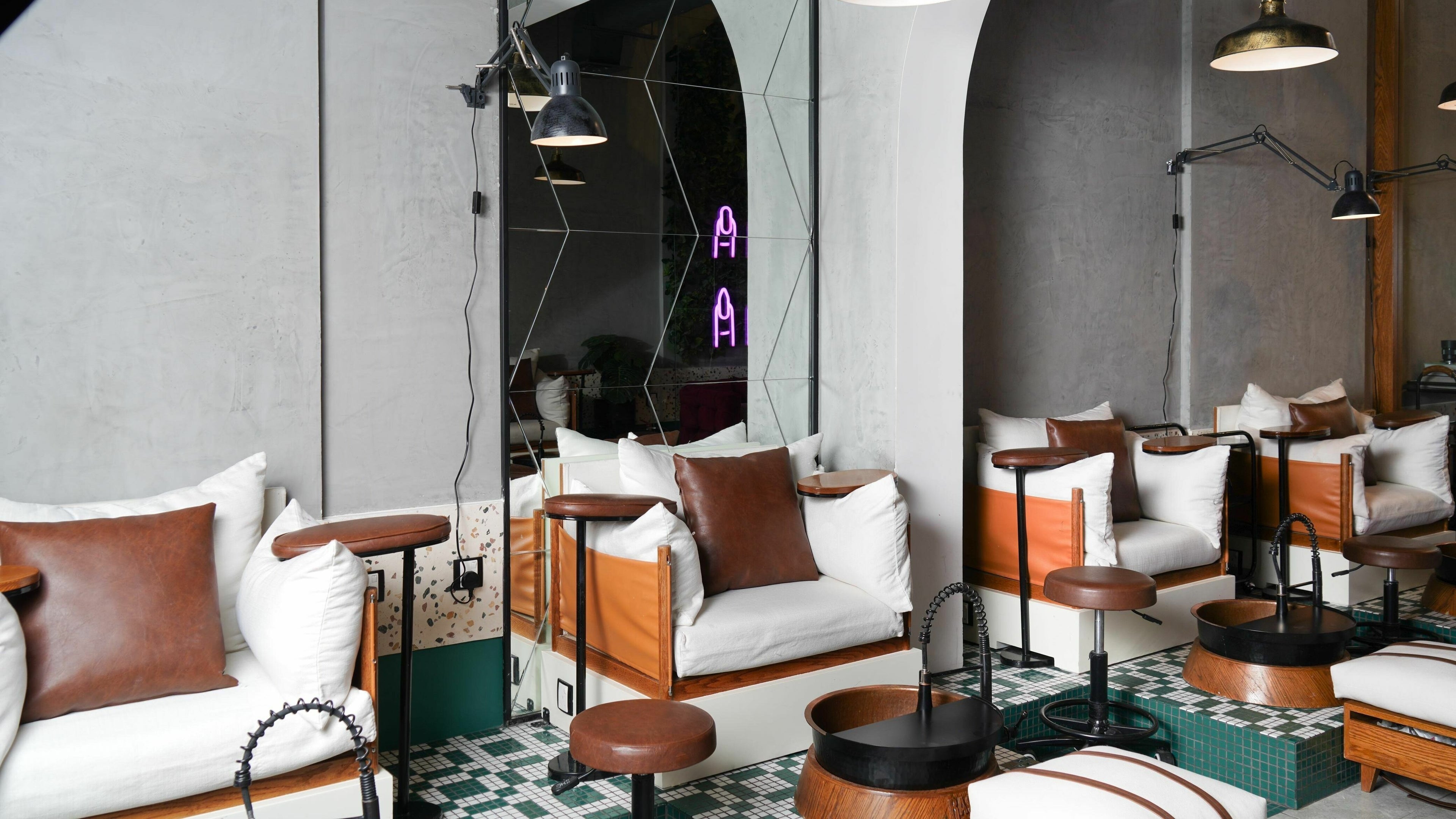 Elegant salon seating at Base and Boon - Al Aqiq, Riyadh, Riyadh Province, SA.