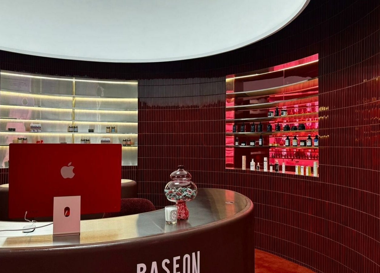 Elegant interior of Base & Boon - Diplomatic Quarter, Riyadh, Riyadh Province, SA with luxurious red decor.