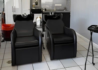 Modern wash stations at Crissel New York Hair Salon, Brooklyn, New York, US, offering premium hair care.