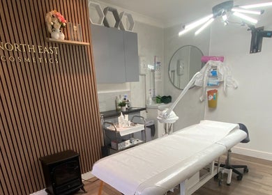 Treatment room at North East Cosmetics Easington Village, Peterlee, England, GB with a modern aesthetic.