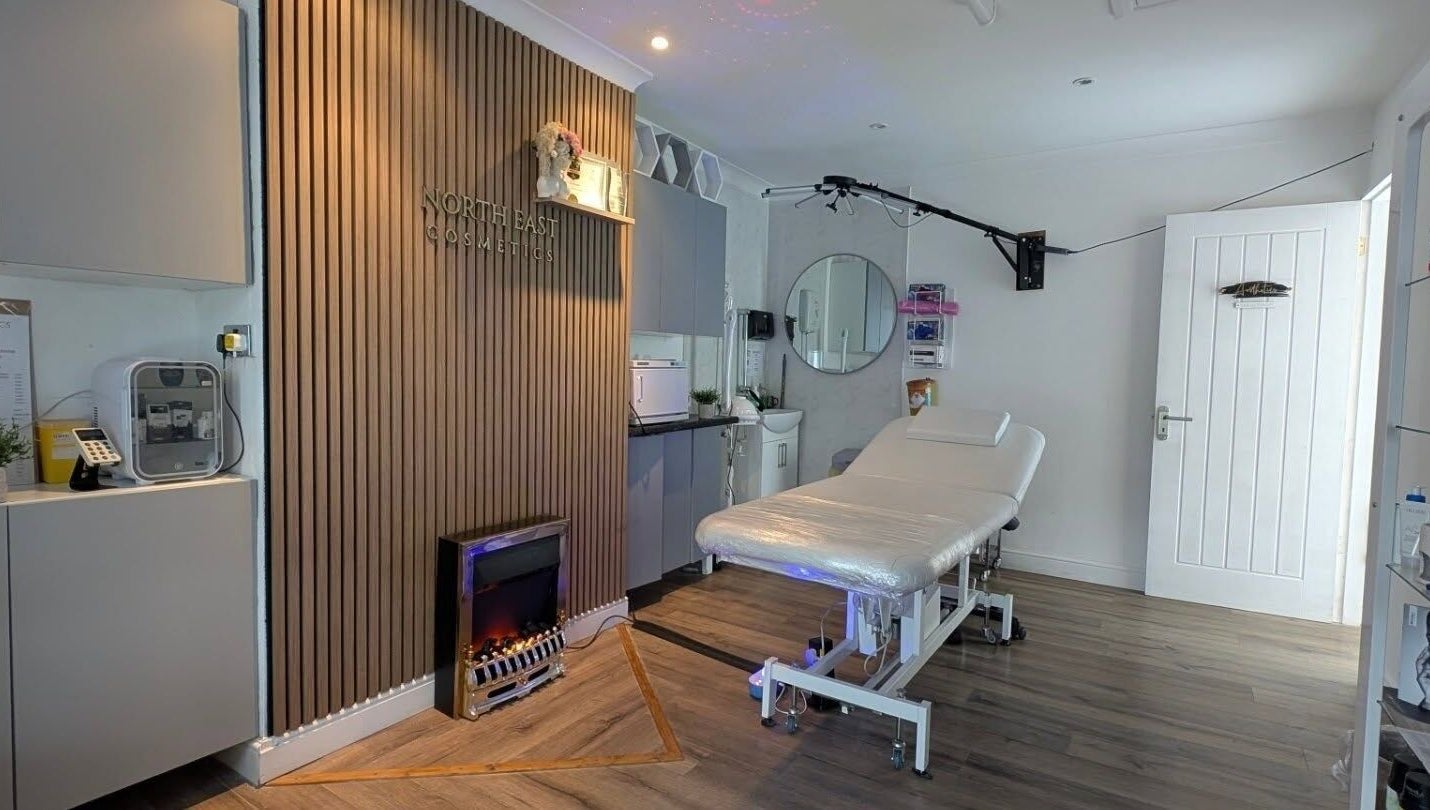 Luxury treatment room at North East Cosmetics [Easington Village], Peterlee, England, GB with modern decor.