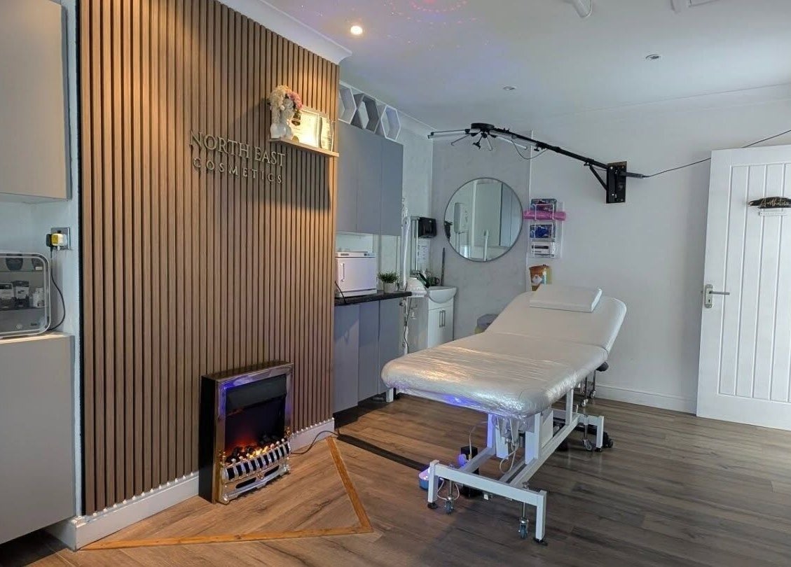Luxury treatment room at North East Cosmetics [Easington Village], Peterlee, England, GB with modern decor.
