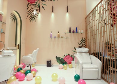 Bright salon interior with stylish decor at Cuts and Nails Beauty Salon - Home Service, Dubai, AE.
