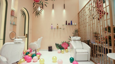 Bright salon interior with stylish decor at Cuts and Nails Beauty Salon - Home Service, Dubai, AE.
